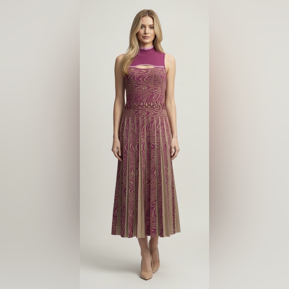 Jonathan Simkhai pink and gold knit dress NWOT
